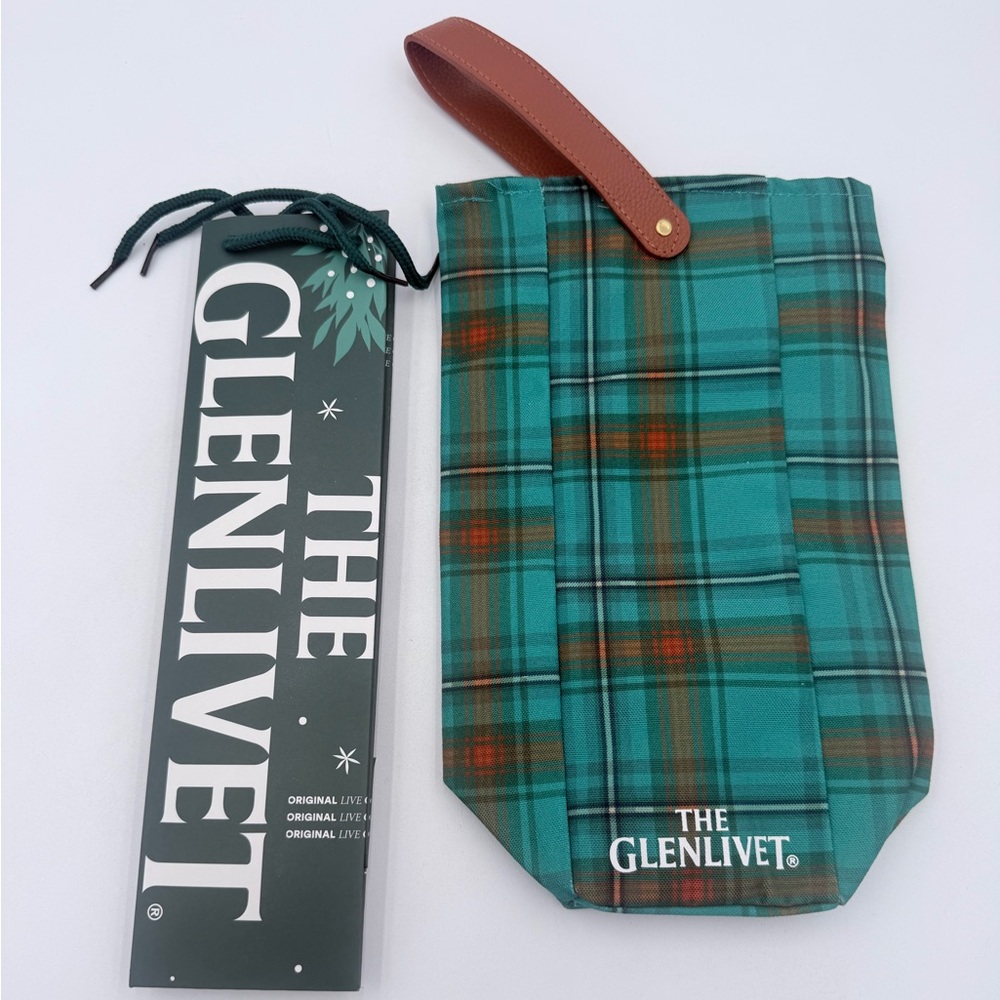 The Glenlivet Scotch Cloth Bottle Gift Reusable Bag & Bonus Paper Gift Bag **NEW